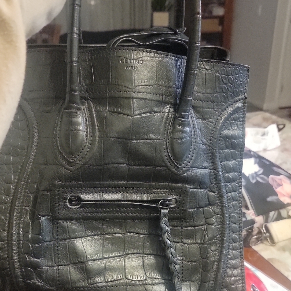Celine Black Crocodile-Embossed Women's Bag